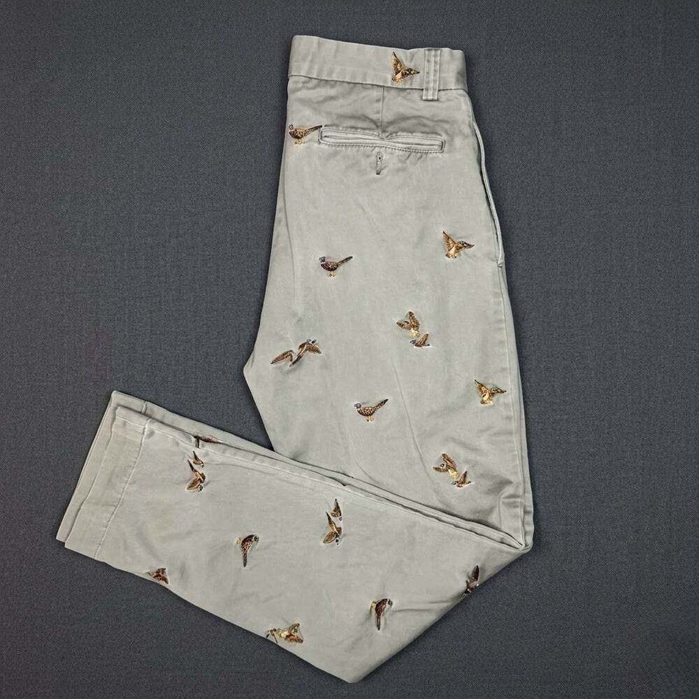Polo Ralph Lauren Embroidered Pheasant Duck Critter Chino Pants Mens 32x30 Khaki
